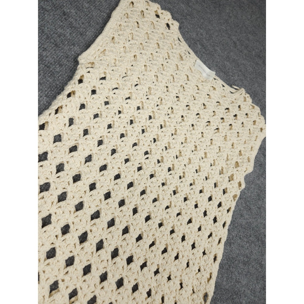 Eleven Six Shaya Crochet Dress Women's XS/S Ivory Cotton Knit Tassels - Picture 2 of 10